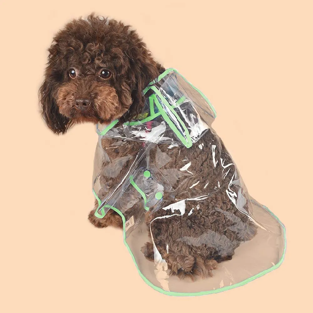 KoKoBin Cappotto Impermeabile per Cani e Gatti in PVC Trasparente con Cappuccio, Verde, L - immagine 4