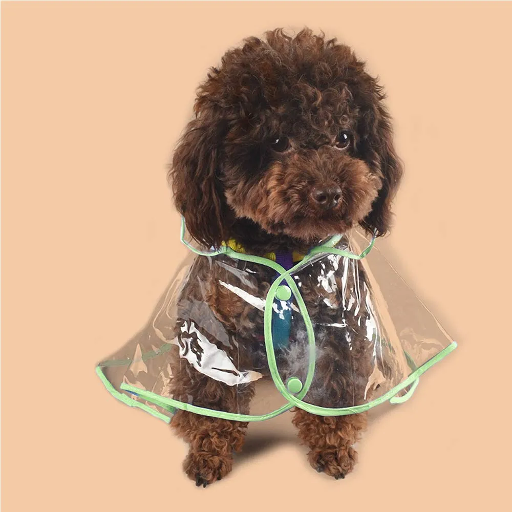 KoKoBin Cappotto Impermeabile per Cani e Gatti in PVC Trasparente con Cappuccio, Verde, M - immagine 6