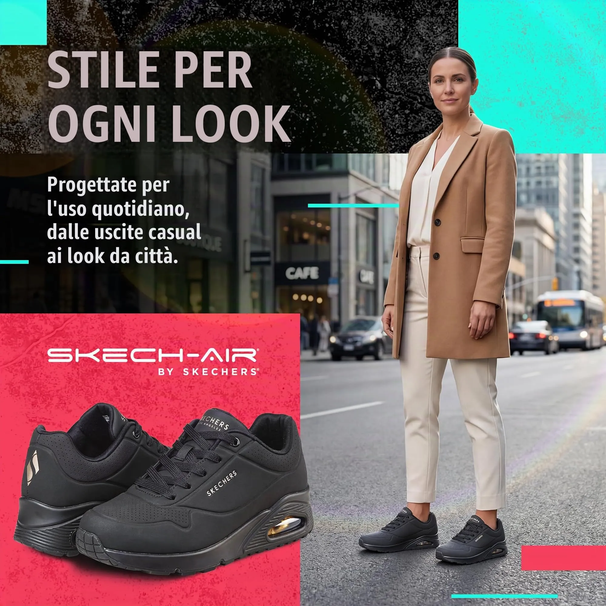 Skechers Uno Stand On Air Scarpe da Ginnastica Donna, Nero 01, 36.5 EU - immagine 6
