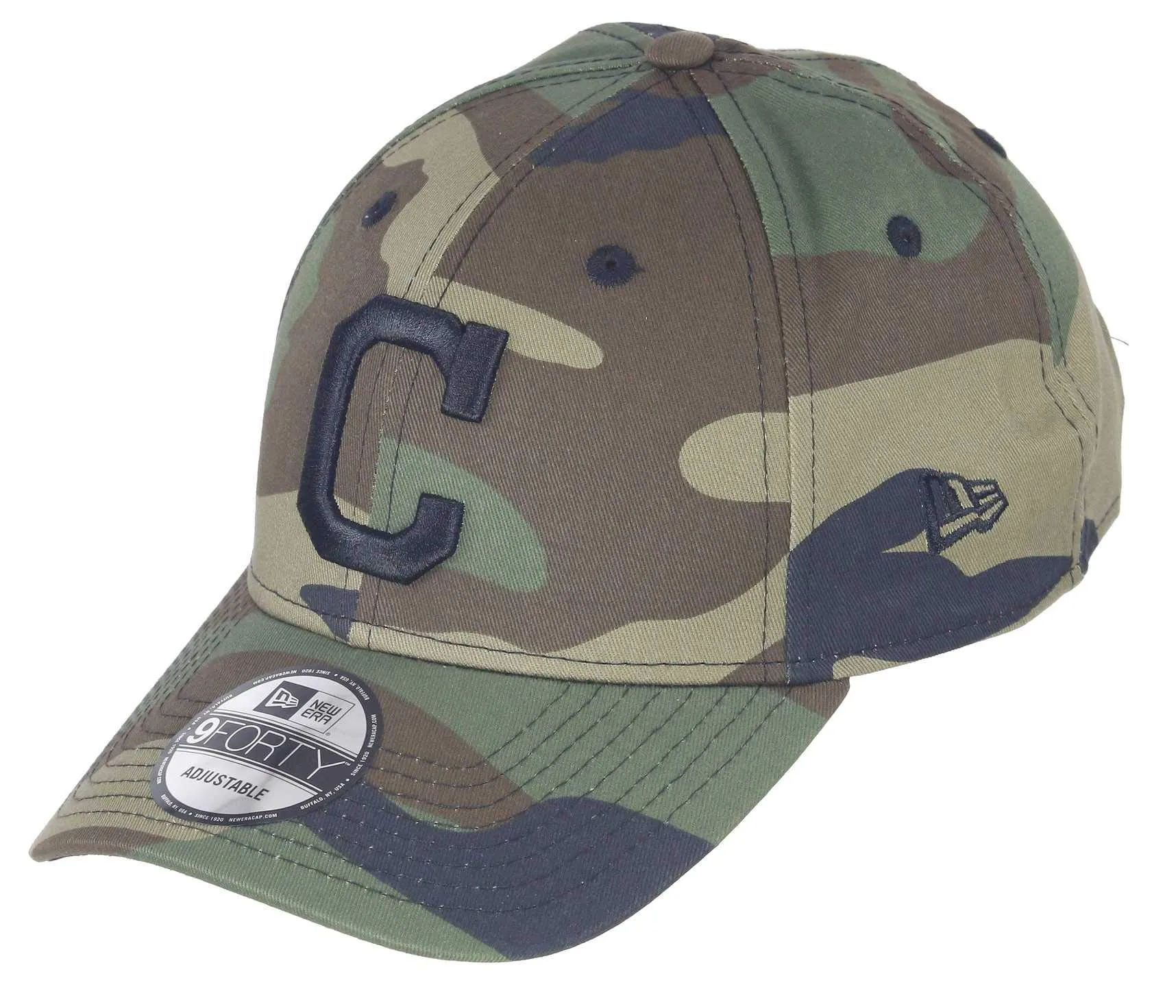 New Era Cleveland Indians 9forty Adjustable Snapback Cap MLB Essential Camo Camouflage/Black - One Size - immagine 1