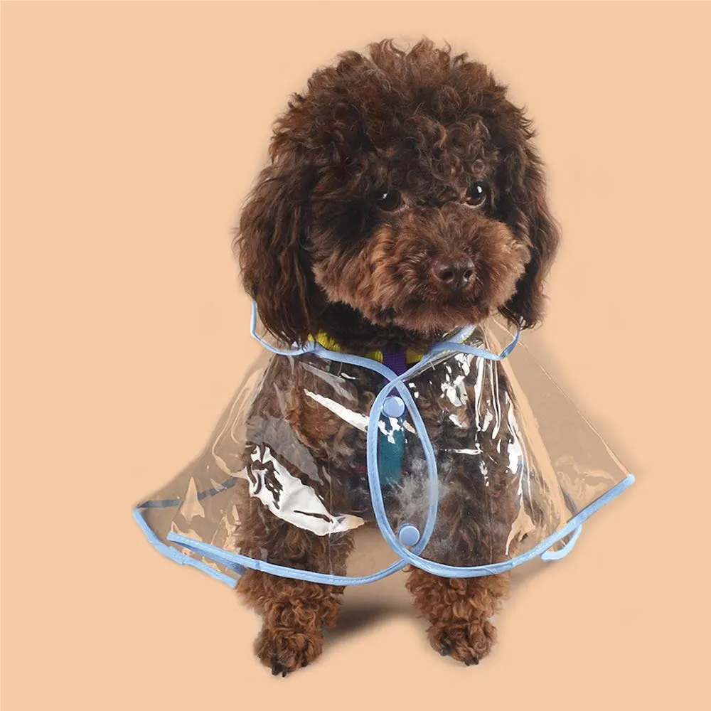 KoKoBin Cappotto Impermeabile per Cani e Gatti con Cappuccio in PVC Trasparente, Blu, S - immagine 6
