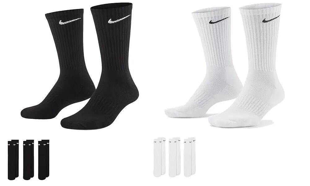 Nike Everyday Cush Crew Socks, White Black Grey, 3 Pack, 42-46, SX7664 - immagine 1
