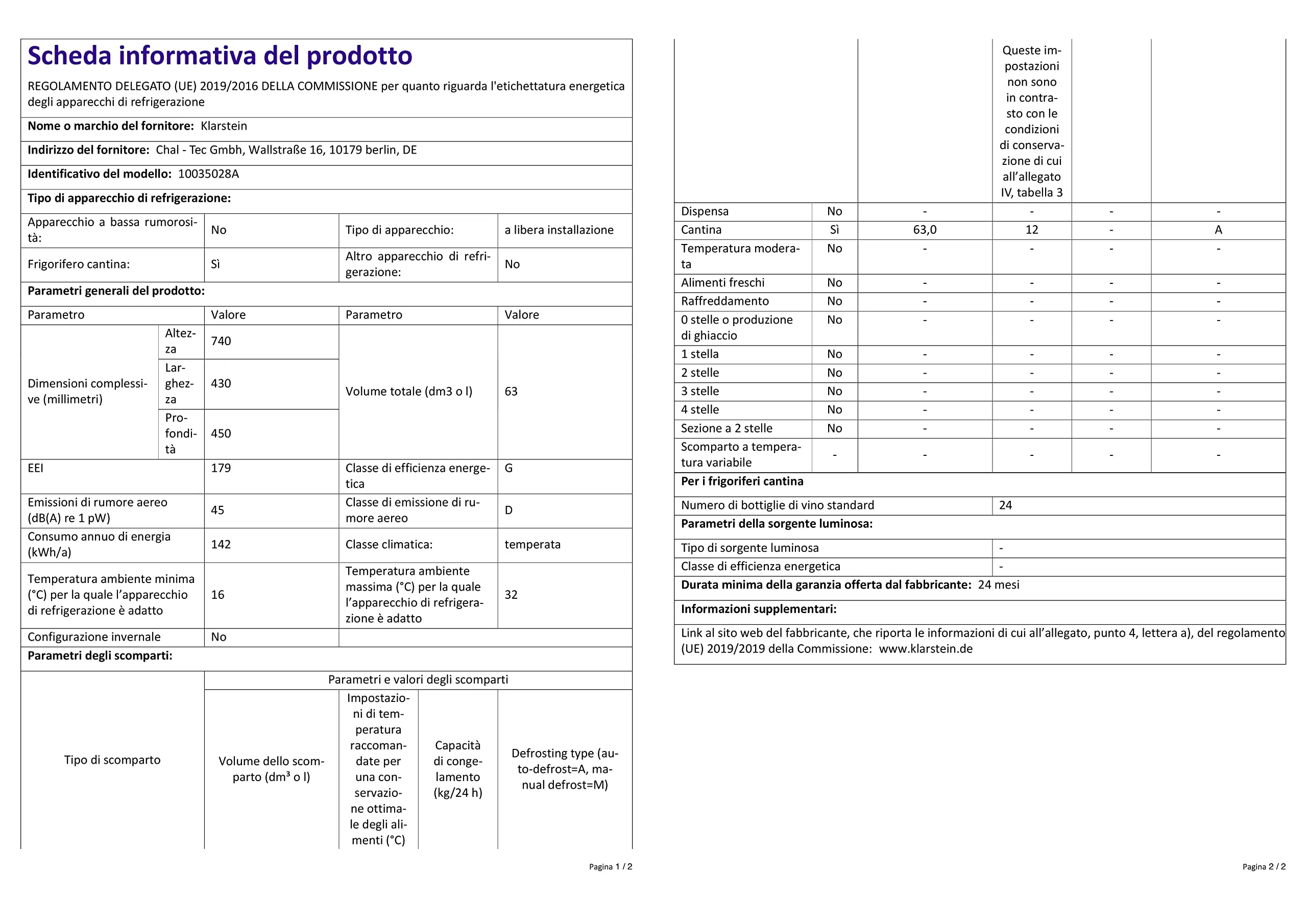 Klarstein Shiraz Cantinetta Vino Nero, 24 Bottiglie, 63 L, 1 Zona - immagine 8