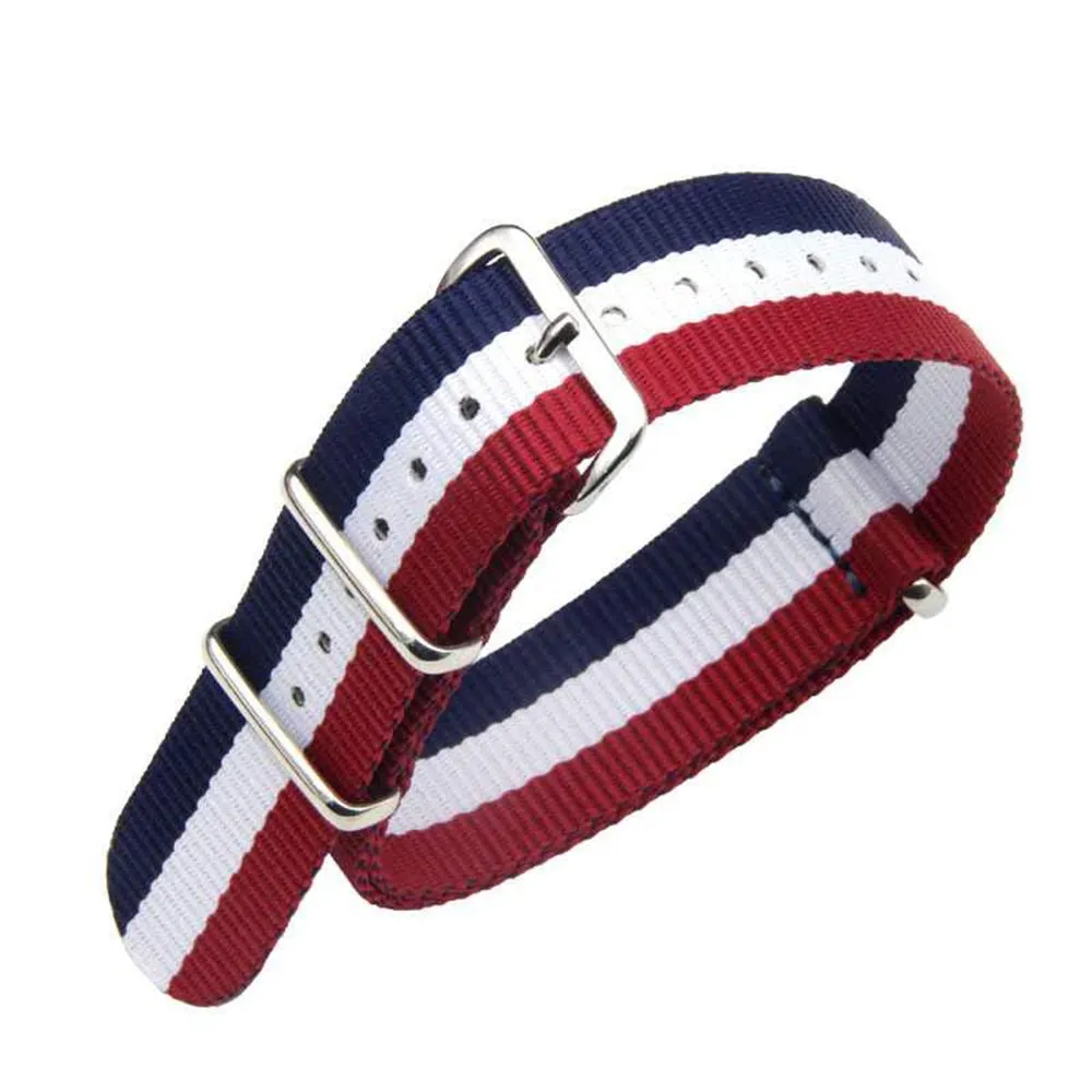 FOUUA Cinturino per Orologio in Nylon Stile Nato, 22mm, Blu-bianco-rosso - immagine 1