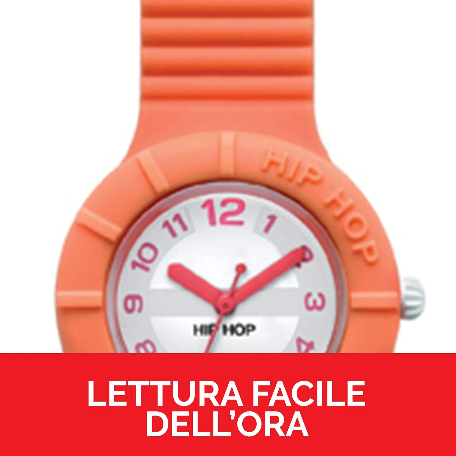 HIP HOP Numbers Collection Orologio Donna Mango, Cinturino in Silicone Intercambiabile, Cassa 32 mm, Arancione - immagine 3
