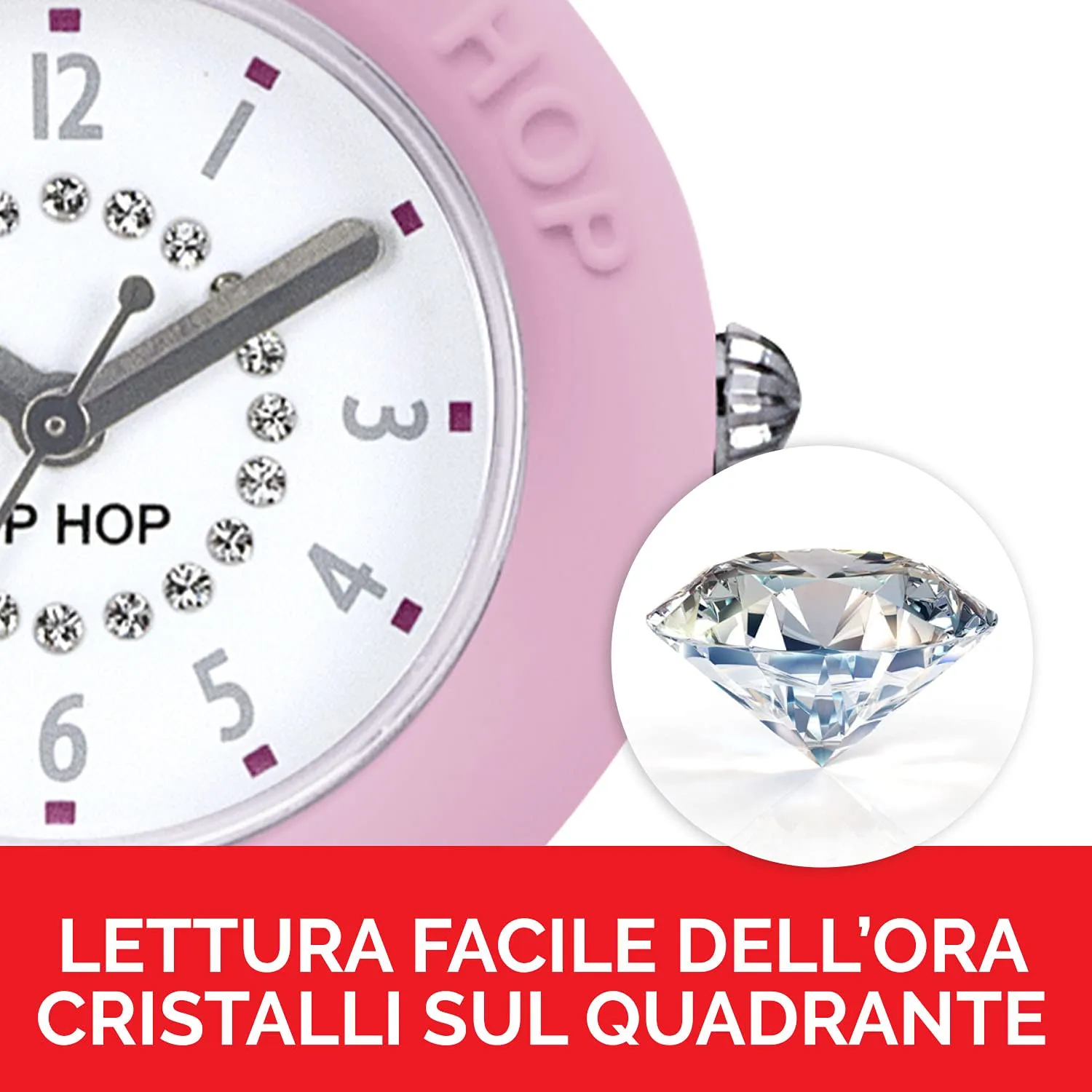 Hip Hop Numbers Collection Orologio Donna Rose Quartz, Cassa 32 mm, Cinturino in Silicone Rosa Intercambiabile, HWU0638 - immagine 3