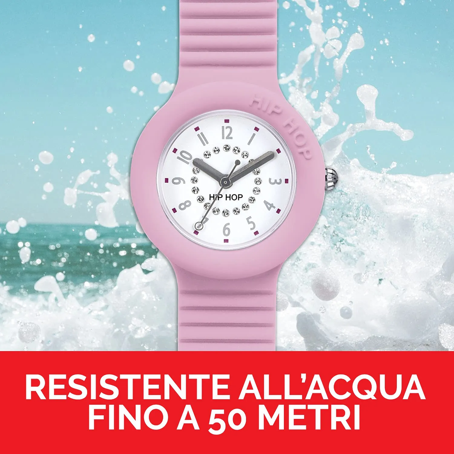 Hip Hop Numbers Collection Orologio Donna Rose Quartz, Cassa 32 mm, Cinturino in Silicone Rosa Intercambiabile, HWU0638 - immagine 4