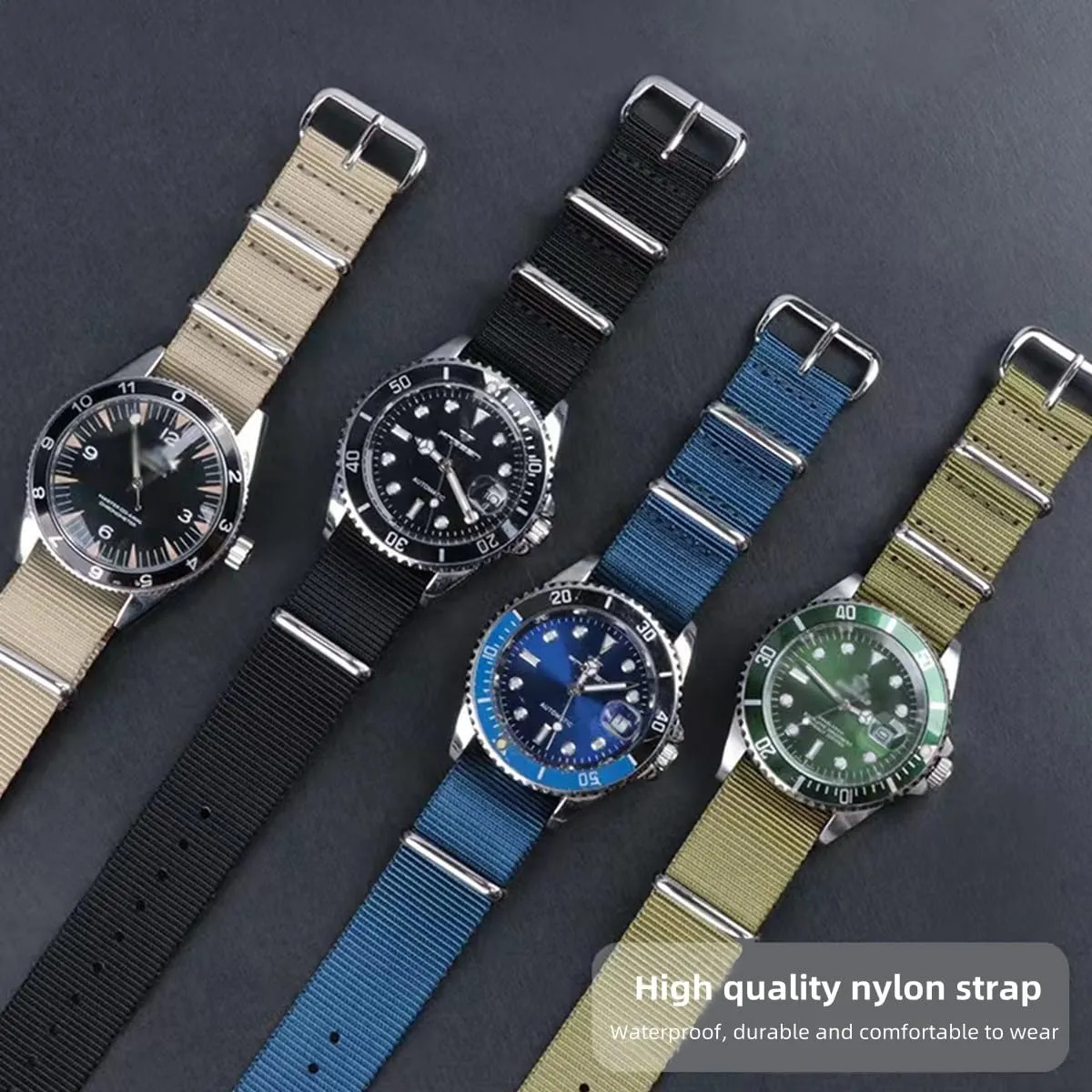 FOUUA Cinturino per orologio in nylon stile Nato, 18mm, Bianca - immagine 4
