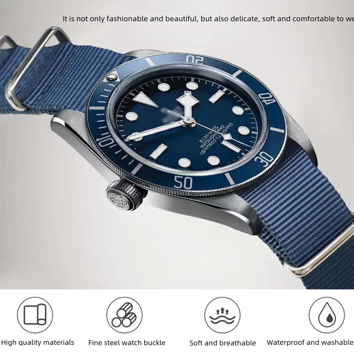 FOUUA Cinturino Orologio Nylon Stile Nato 22mm Cachi - immagine 2