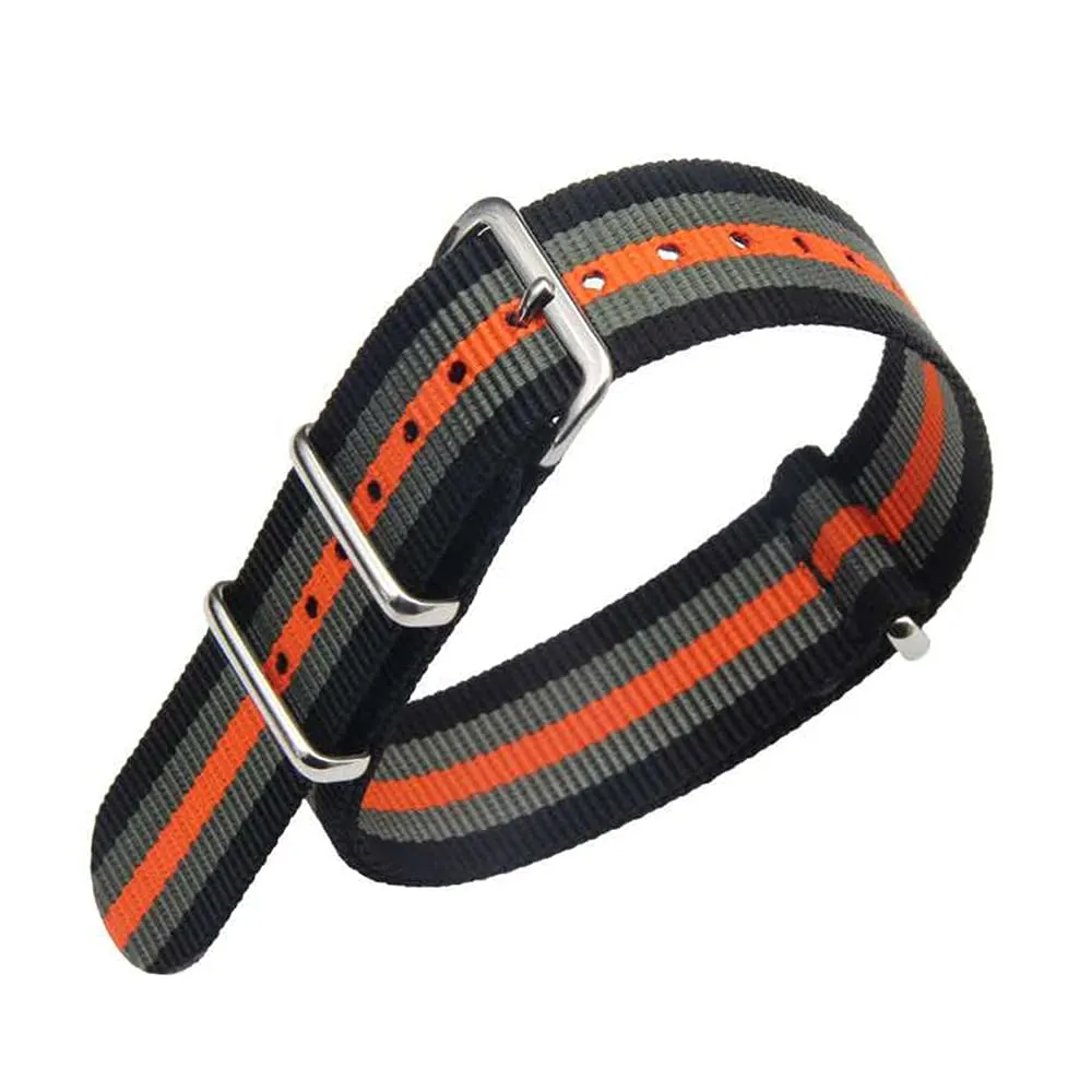 FOUUA Cinturino per Orologi in Nylon Stile Nato, 22mm, Nero-arancio - immagine 1