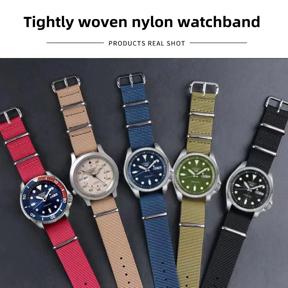 FOUUA Cinturini per orologi in nylon stile Nato 18mm - immagine 3