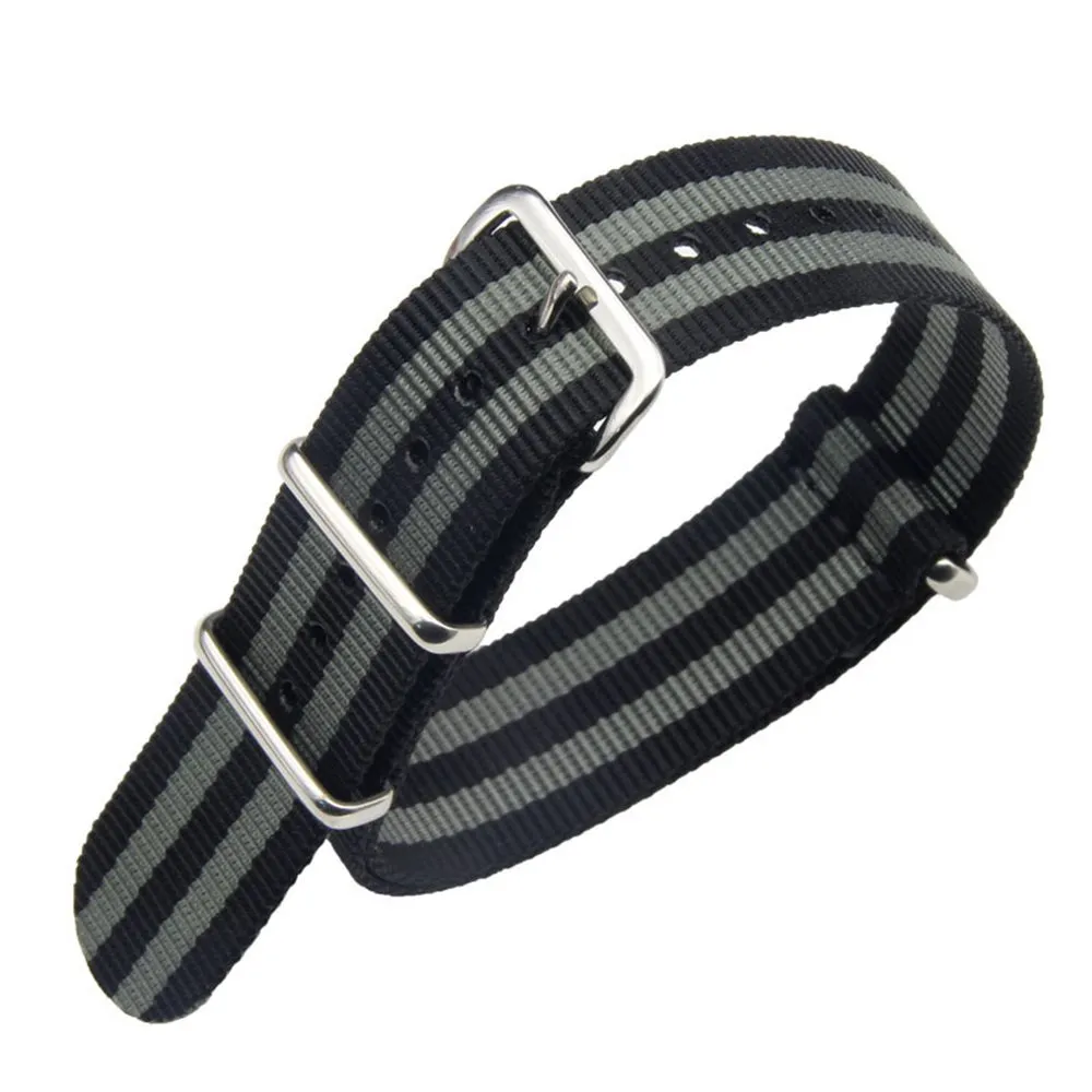 FOUUA Cinturino per orologi in nylon stile Nato, 24mm, Nero-grigio - immagine 1