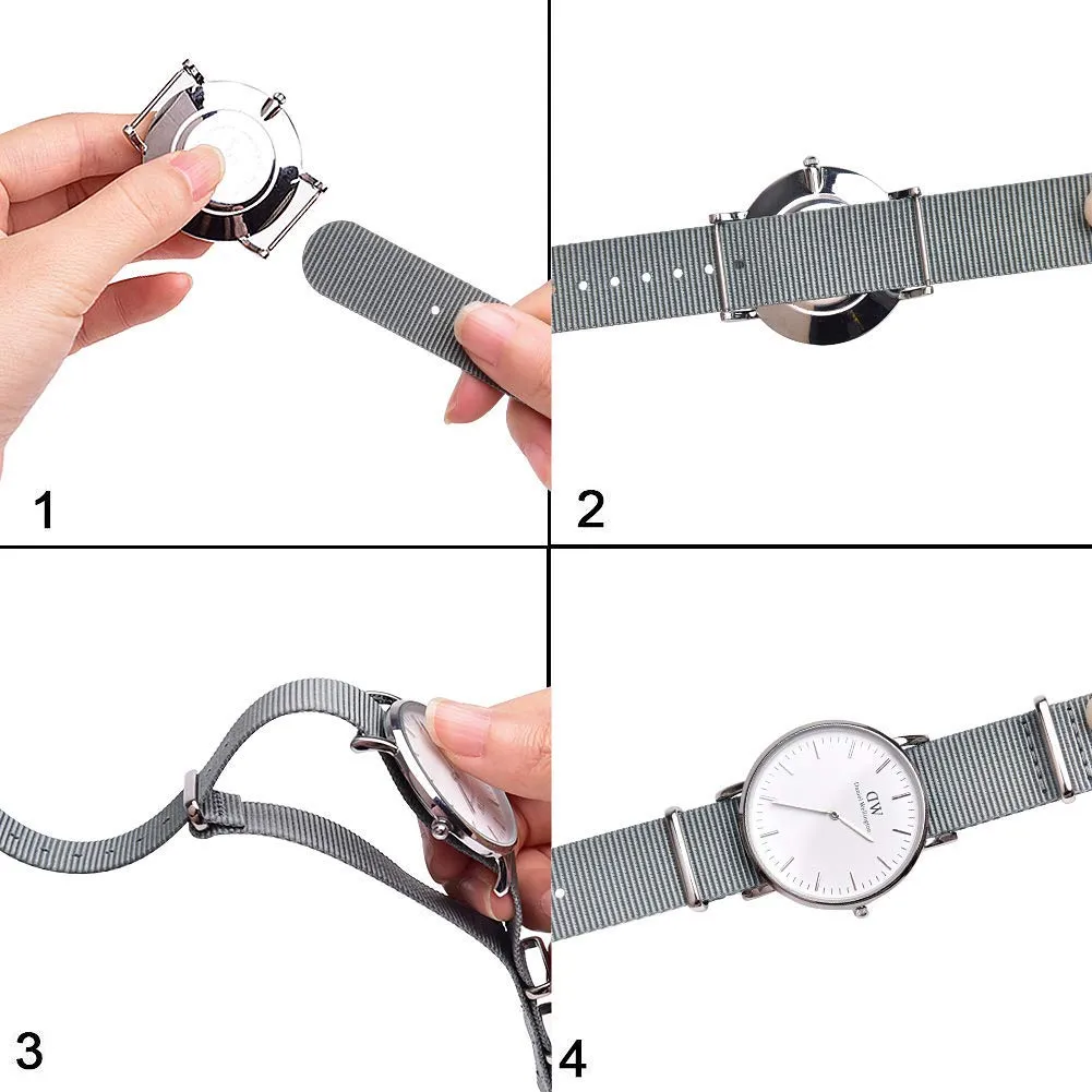 FOUUA Cinturino per Orologio in Nylon Stile Nato, 24mm, Bianca - immagine 7