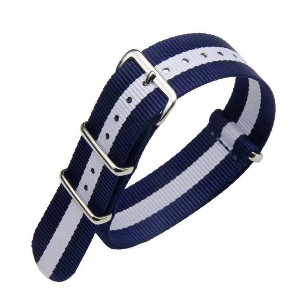 FOUUA Cinturini per orologi in nylon stile Nato 16mm Blu Bianco - immagine 1