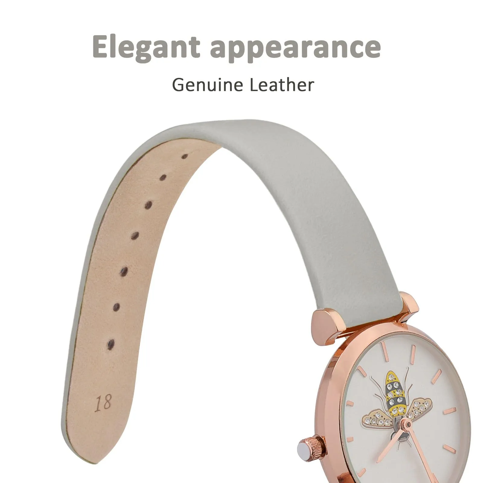 WOCCI Cinturino per Orologio 22mm in Pelle Grigio con Fibbia Oro - immagine 3