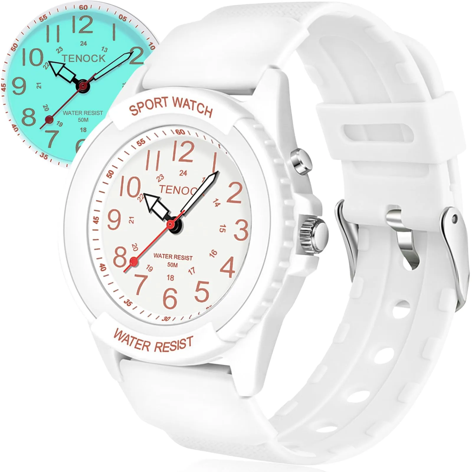 TENOCK Orologio da Polso Sportivo Donna Analogico al Quarzo 50M Impermeabile con Luce Notturna - immagine 1