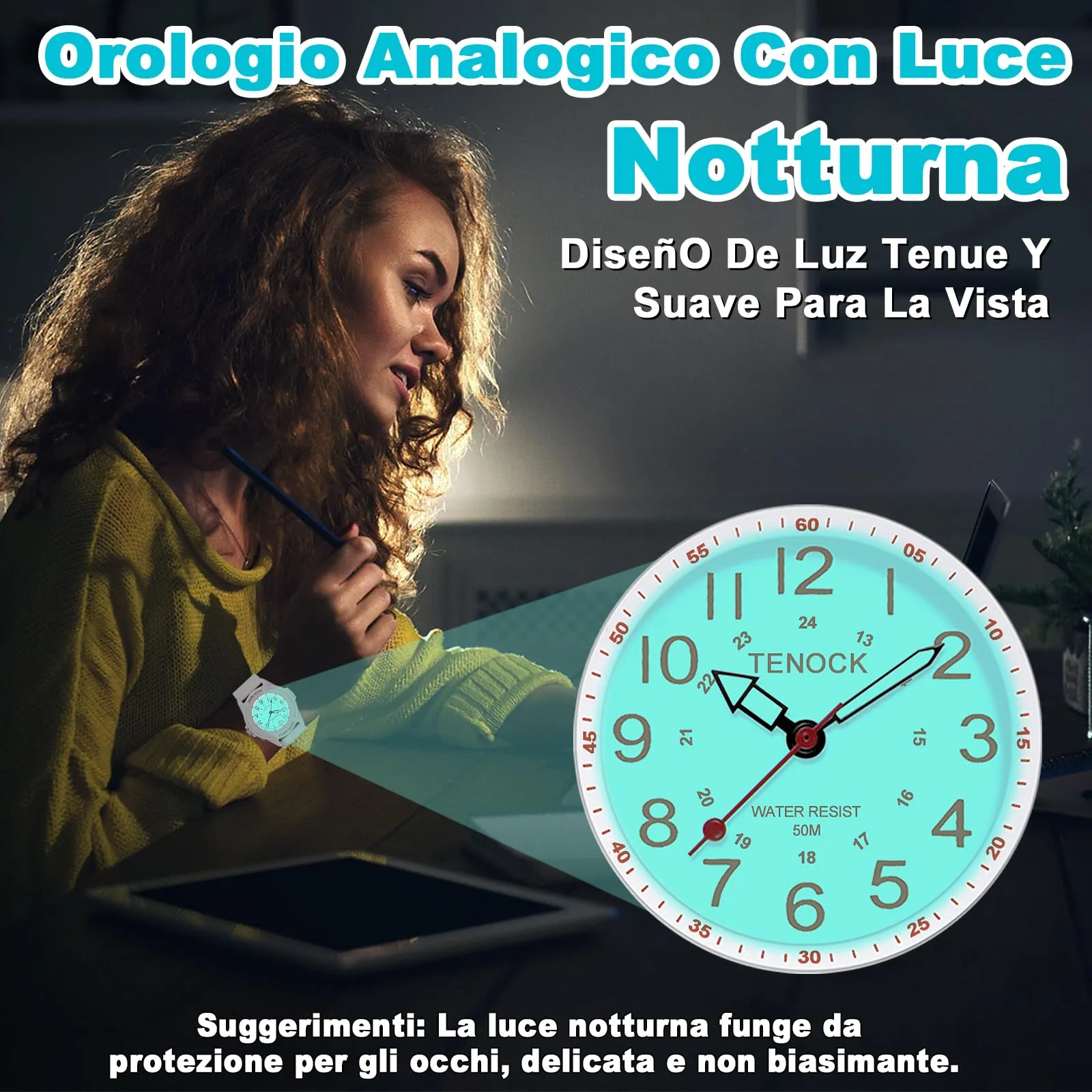 TENOCK Orologio da Polso Sportivo Donna Analogico al Quarzo 50M Impermeabile con Luce Notturna - immagine 3