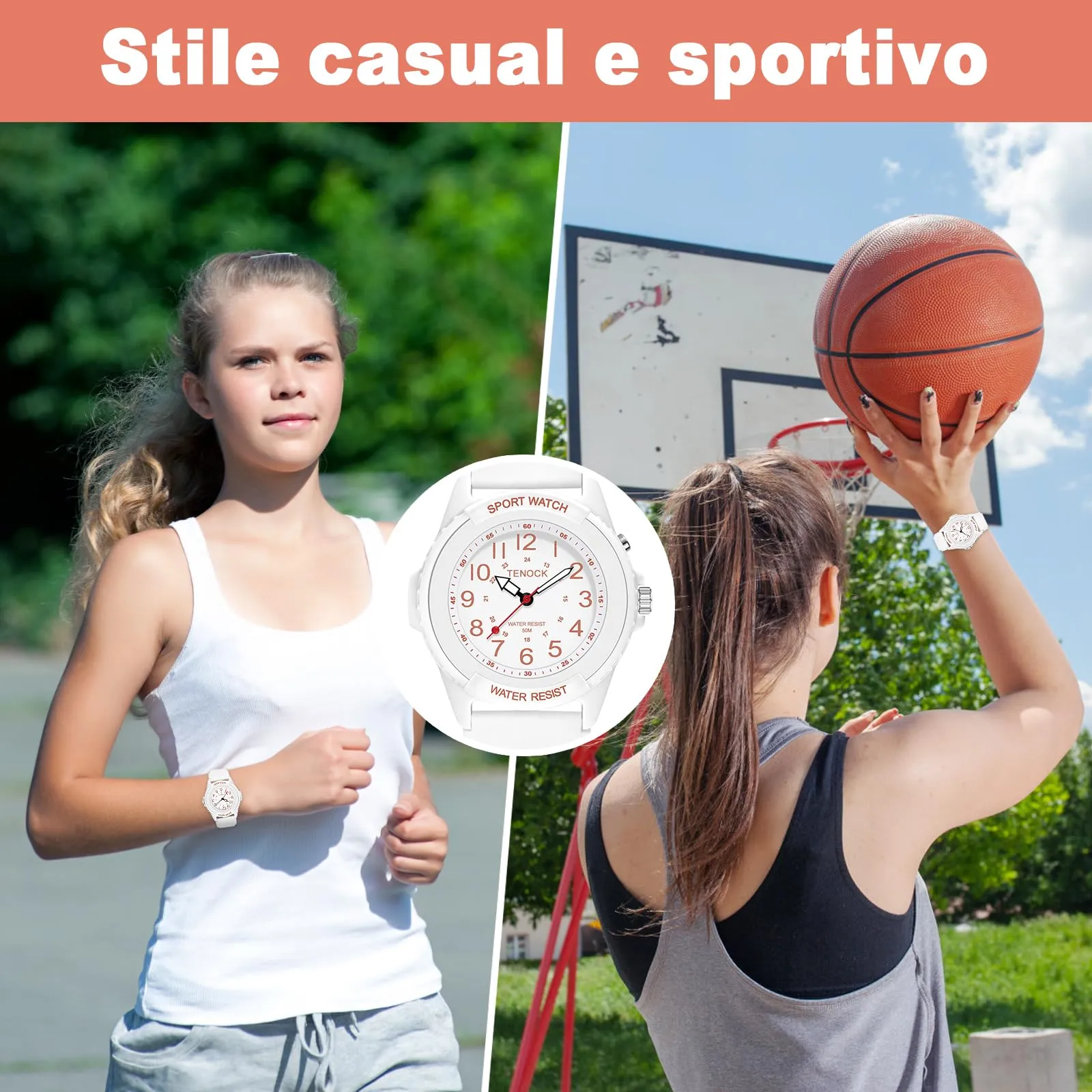 TENOCK Orologio da Polso Sportivo Donna Analogico al Quarzo 50M Impermeabile con Luce Notturna - immagine 5