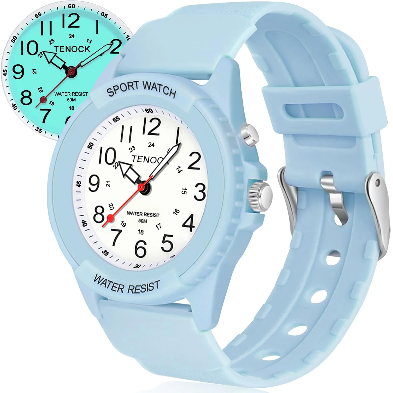 TENOCK Orologio da Polso Sportivo da Donna Analogico al Quarzo 50M Impermeabile con Luce Notturna - immagine 1