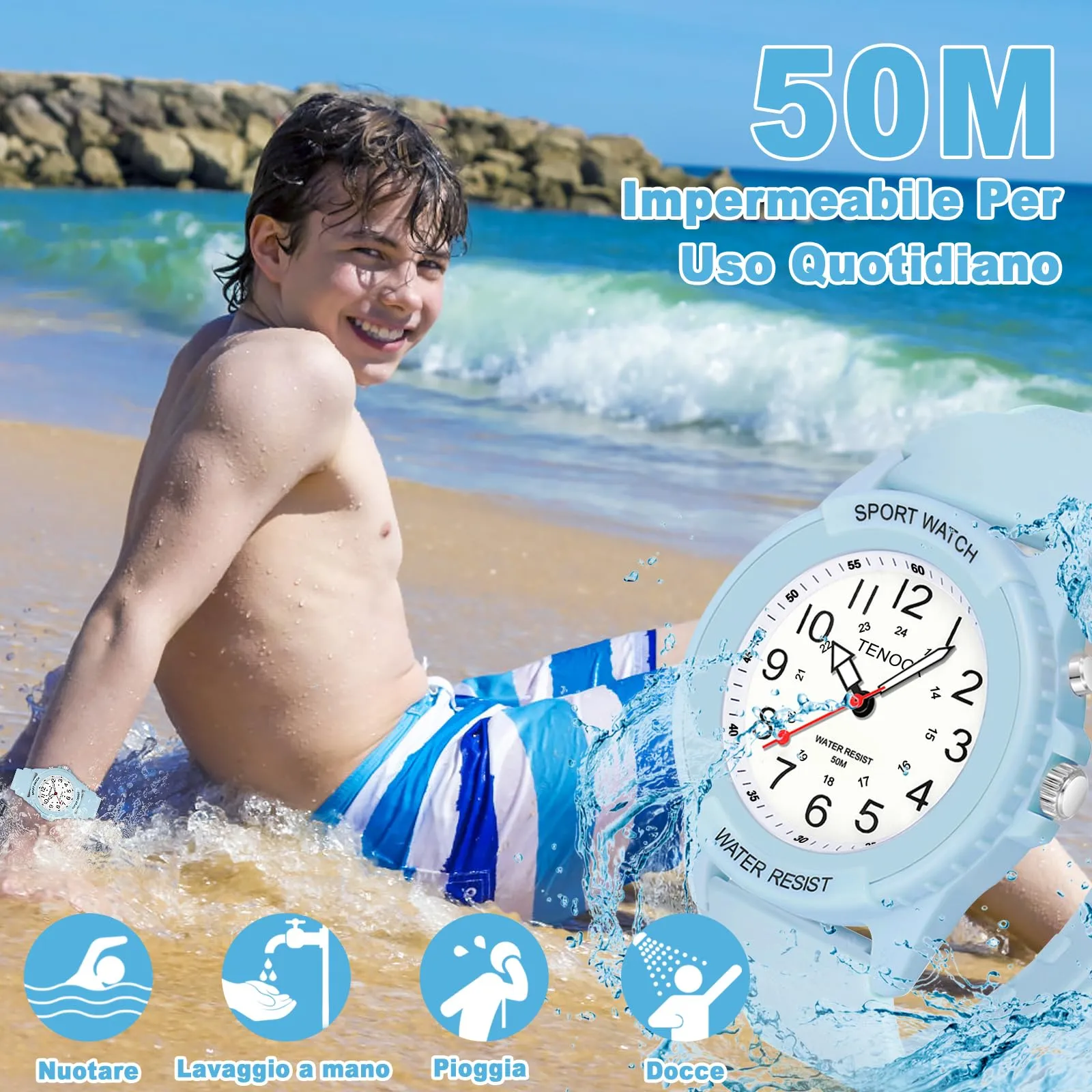 TENOCK Orologio da Polso Sportivo da Donna Analogico al Quarzo 50M Impermeabile con Luce Notturna - immagine 2