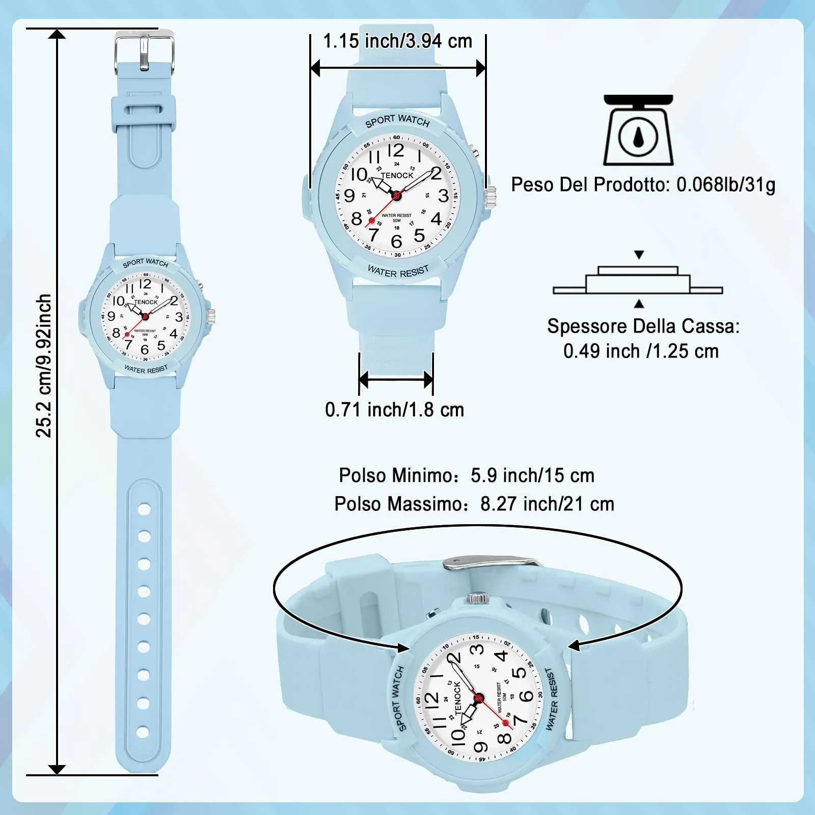 TENOCK Orologio da Polso Sportivo da Donna Analogico al Quarzo 50M Impermeabile con Luce Notturna - immagine 6