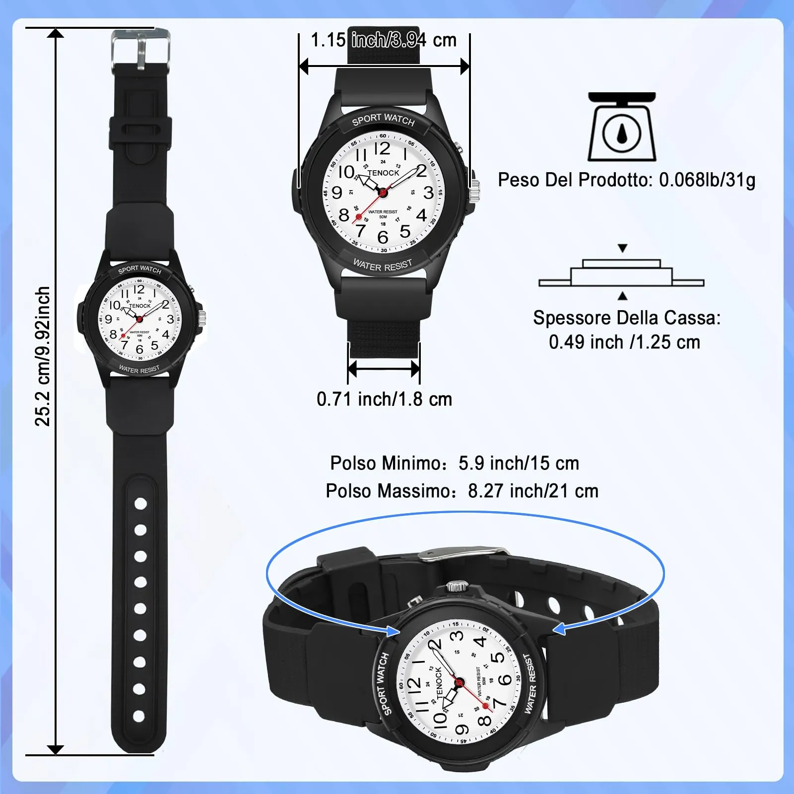 TENOCK Orologio da Polso Sportivo da Donna Analogico al Quarzo, Impermeabile 50M con Luce Notturna - immagine 6