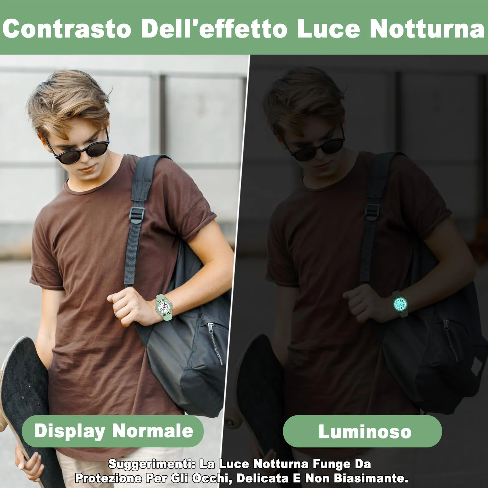 TENOCK Orologio da Polso Sportivo Donna Analogico al Quarzo 50M Impermeabile con Luce Notturna - immagine 3