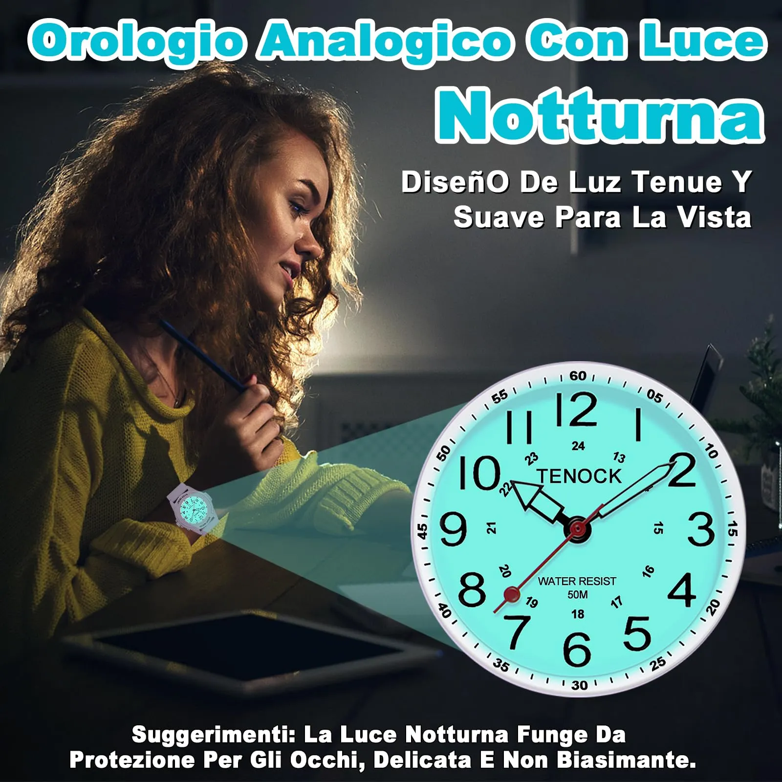 TENOCK Orologio da Polso Sportivo da Donna Analogico al Quarzo 50M Impermeabile con Luce Notturna - immagine 3