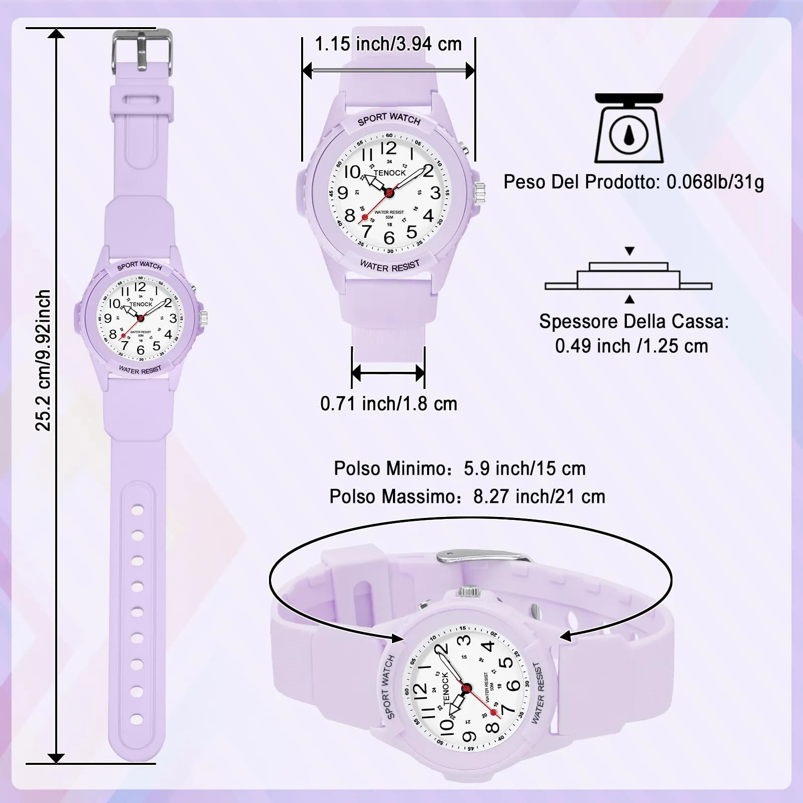 TENOCK Orologio da Polso Sportivo da Donna Analogico al Quarzo 50M Impermeabile con Luce Notturna - immagine 6