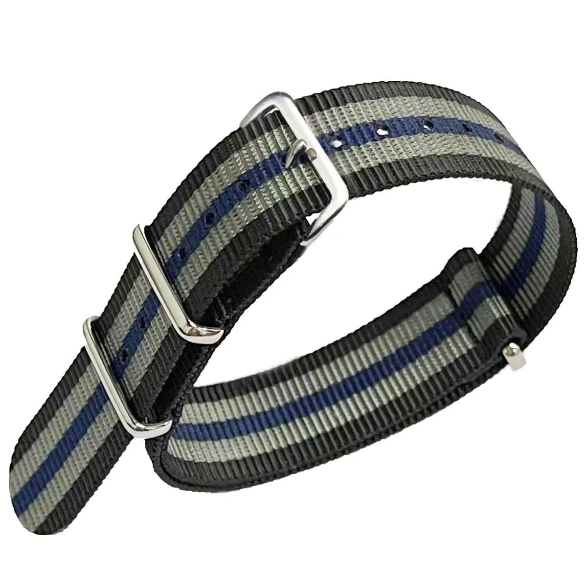 FOUUA Cinturino per Orologi in Nylon Stile Nato 22mm Nero-grigio-blu - immagine 1