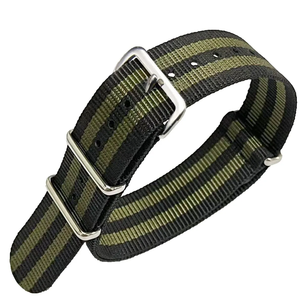 FOUUA Cinturino per orologio in nylon stile Nato 20mm Nero-verde - immagine 1