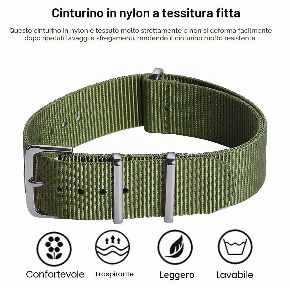 FOUUA Cinturini in nylon stile Nato 24mm Armgreen - immagine 2