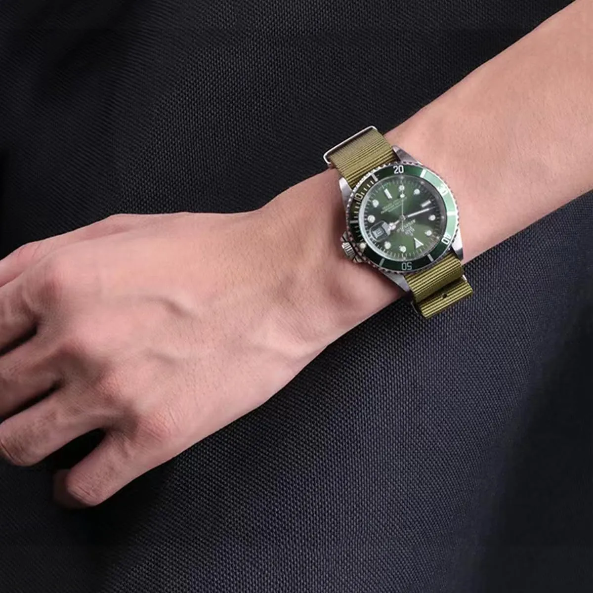 FOUUA Cinturini in nylon stile Nato 24mm Armgreen - immagine 6