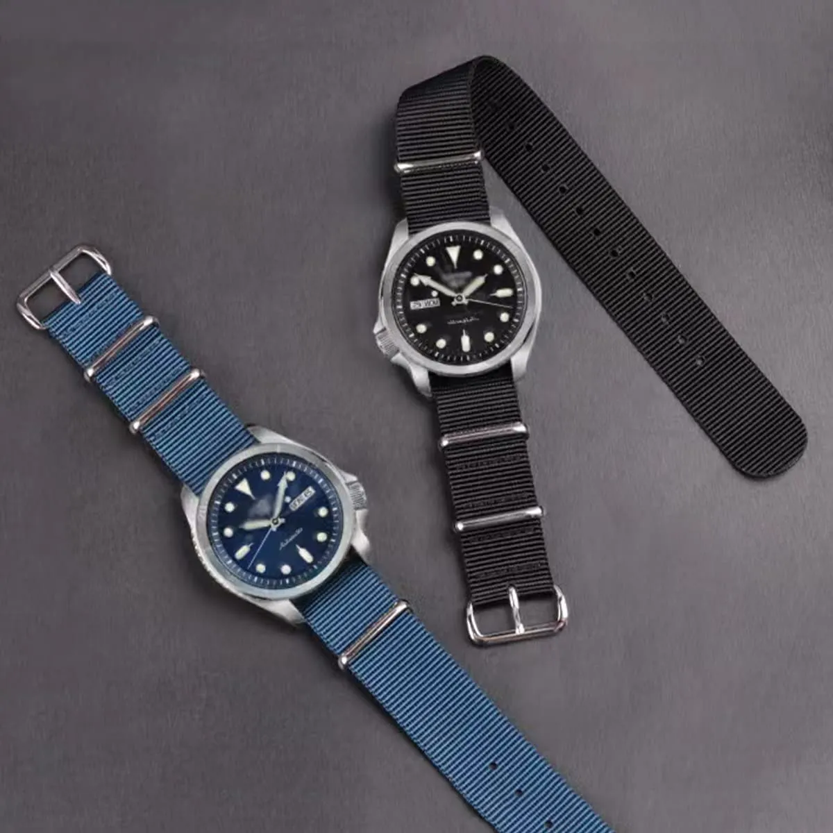 FOUUA Cinturino per orologio in nylon stile Nato, 16mm, Blu Navy - immagine 3