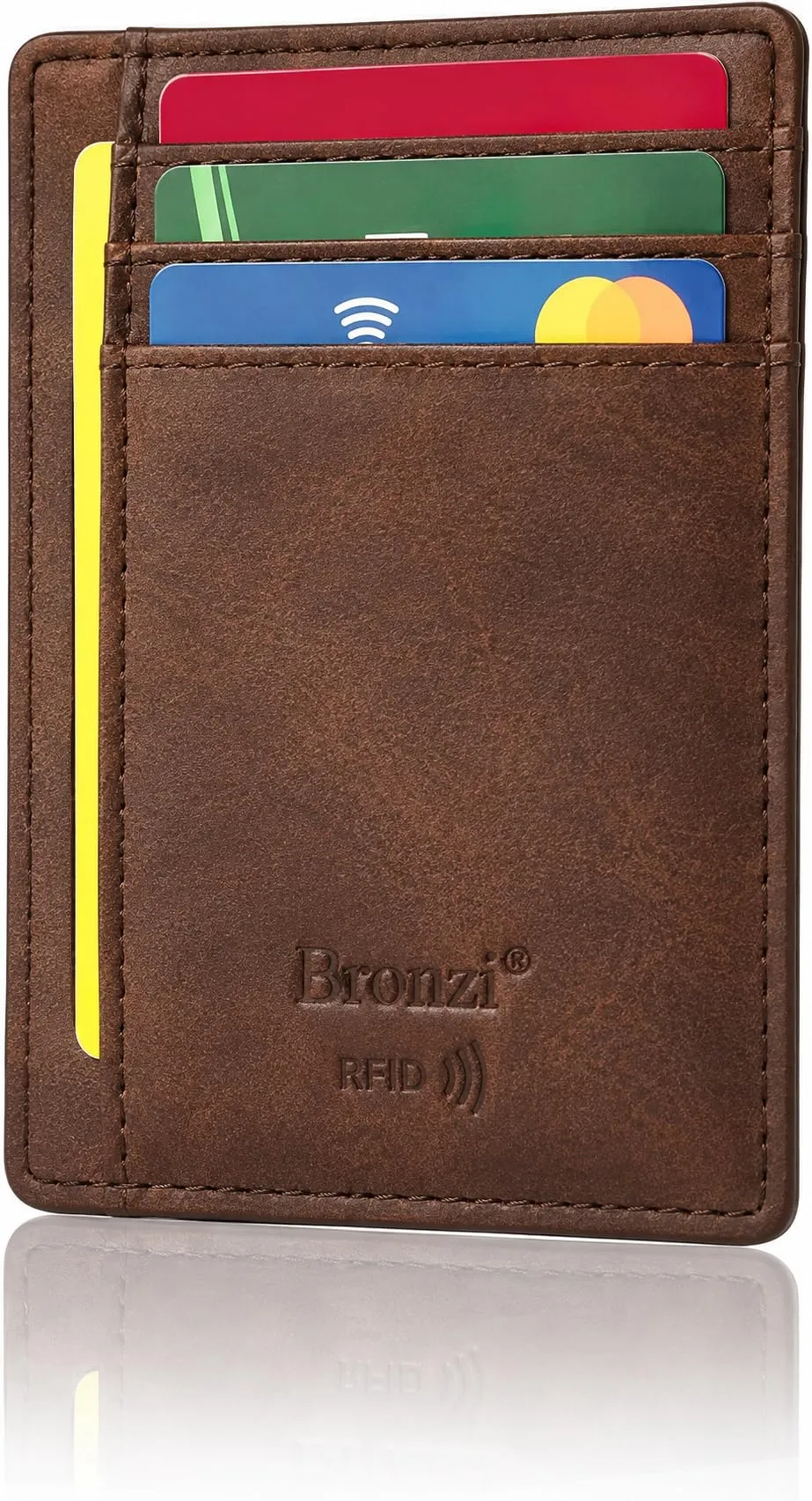 Bronzi Portafoglio Uomo Slim RFID Marrone Similpelle - immagine 1