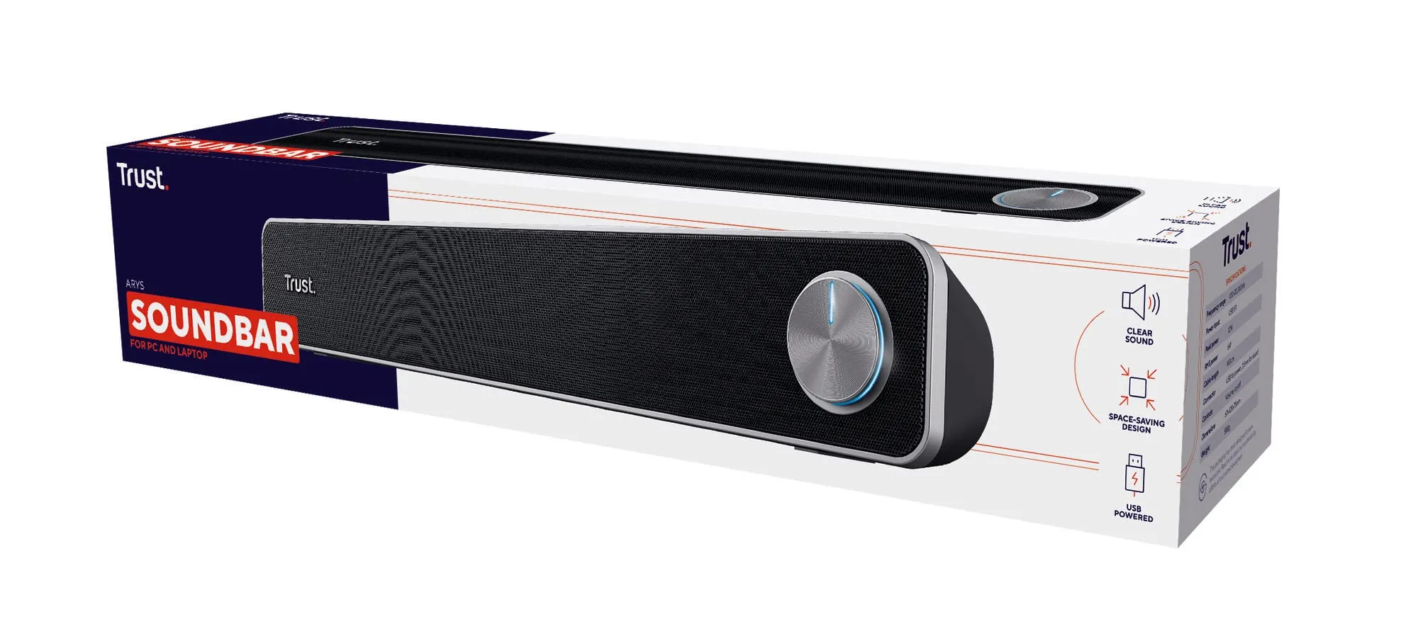 Trust Arys Soundbar PC, 12W, USB Power, 3.5 mm Jack, Black - immagine 10