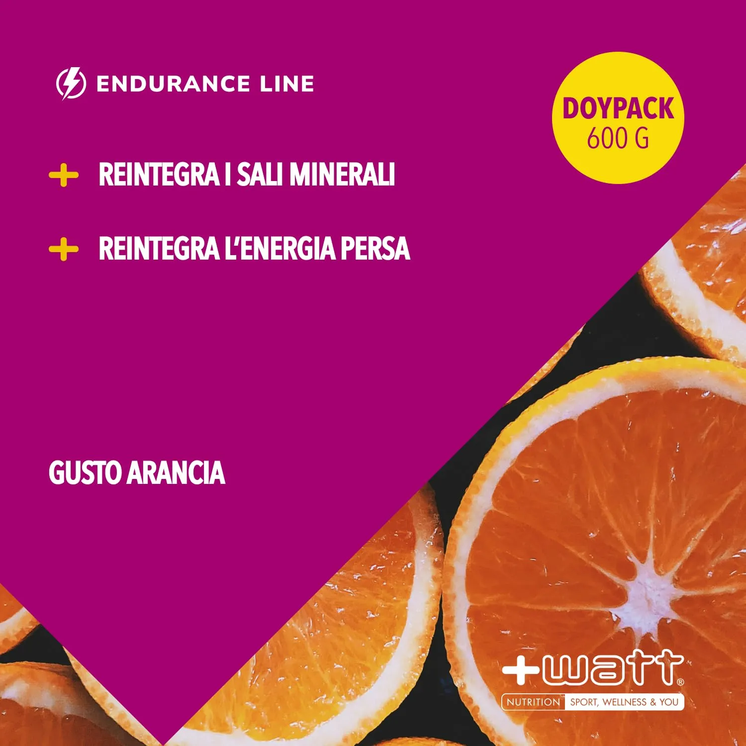 +Watt Sali+ Electrolyte Soluzione Ipotonica di Carboidrati ed Elettroliti, Gusto Arancia, 600 g - immagine 3