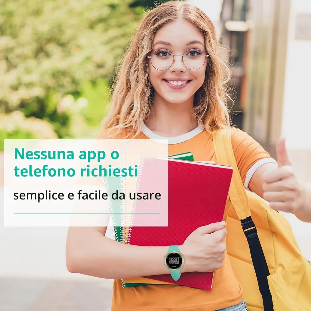 AOOSU Orologio Digitale da Donna con Sveglia, Cinturino in Silicone, Quadrante Luminoso e Data (Verde) - immagine 6