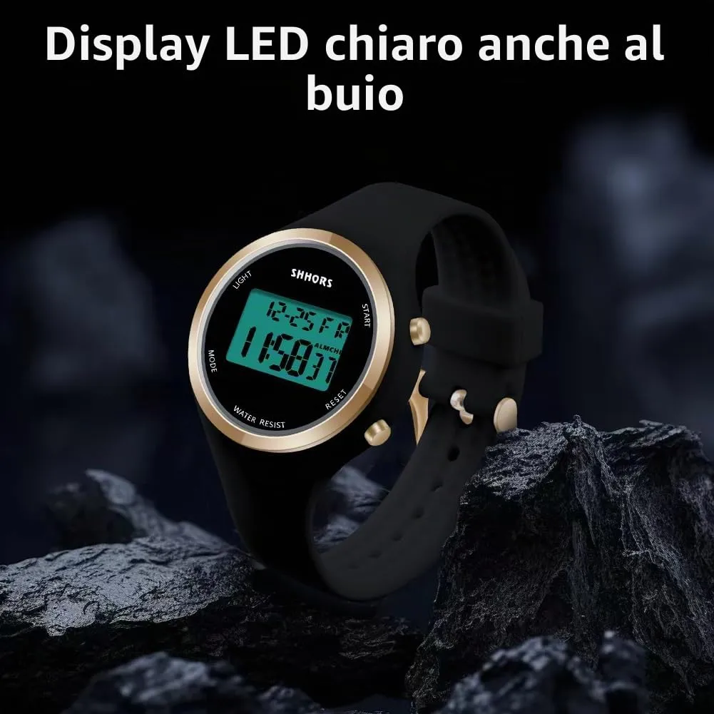 AOOSU Orologio Digitale da Donna con Sveglia, Cinturino in Silicone, Quadrante Luminoso e Data (Nero) - immagine 5