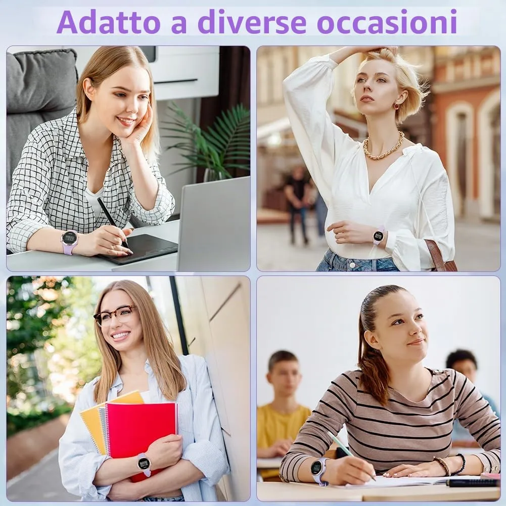 AOOSU Orologio Digitale da Donna con Sveglia e Data, Cinturino in Silicone, Quadrante Luminoso (Viola) - immagine 7
