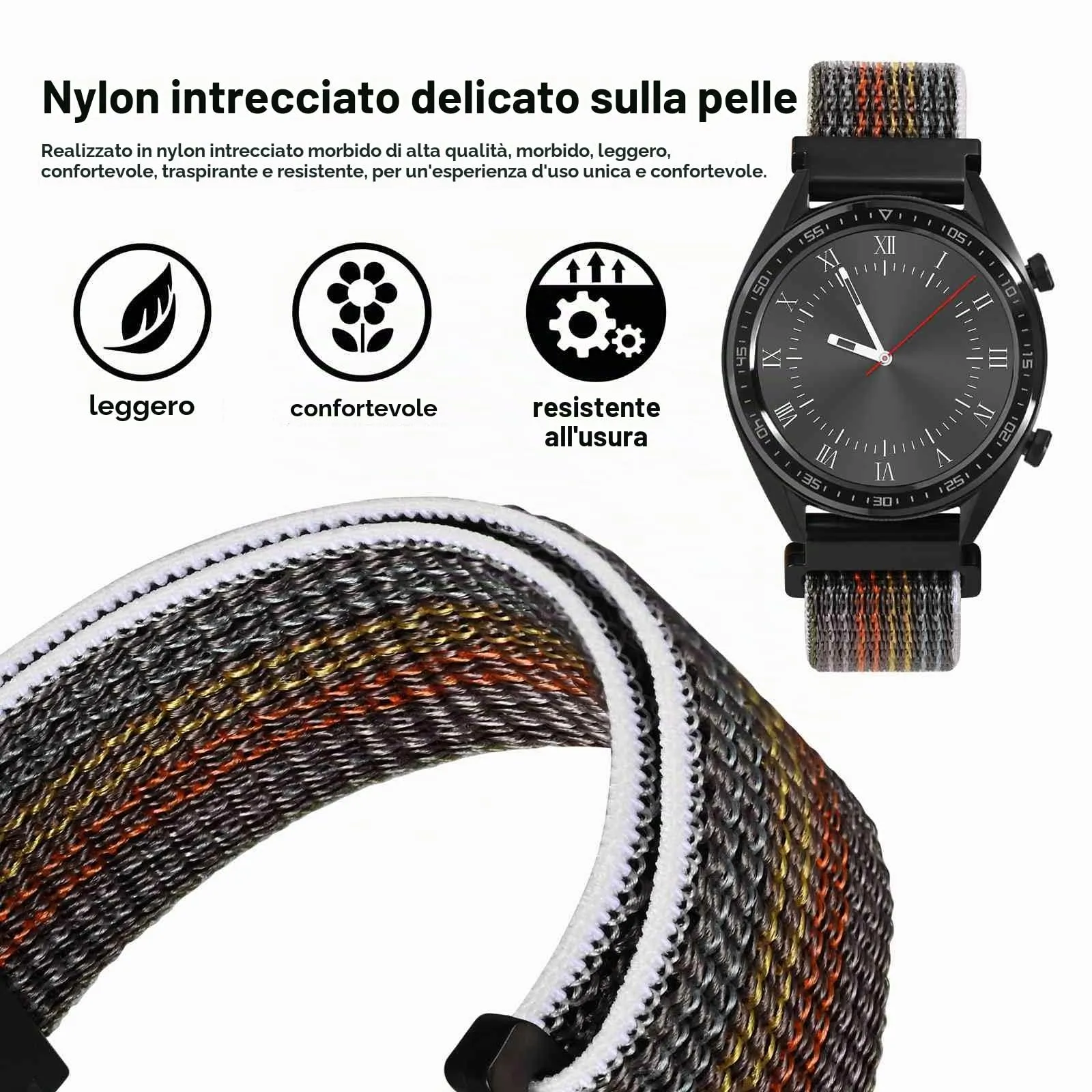 WOCCI Sportivo Cinturino in Nylon 20mm a Sgancio Rapido (Mezzanotte) - immagine 2