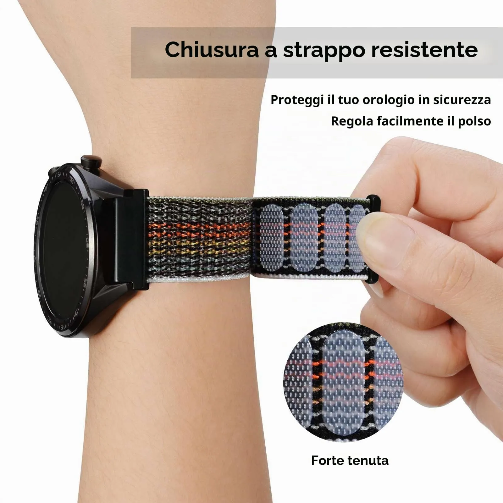 WOCCI Sportivo Cinturino in Nylon 20mm a Sgancio Rapido (Mezzanotte) - immagine 4