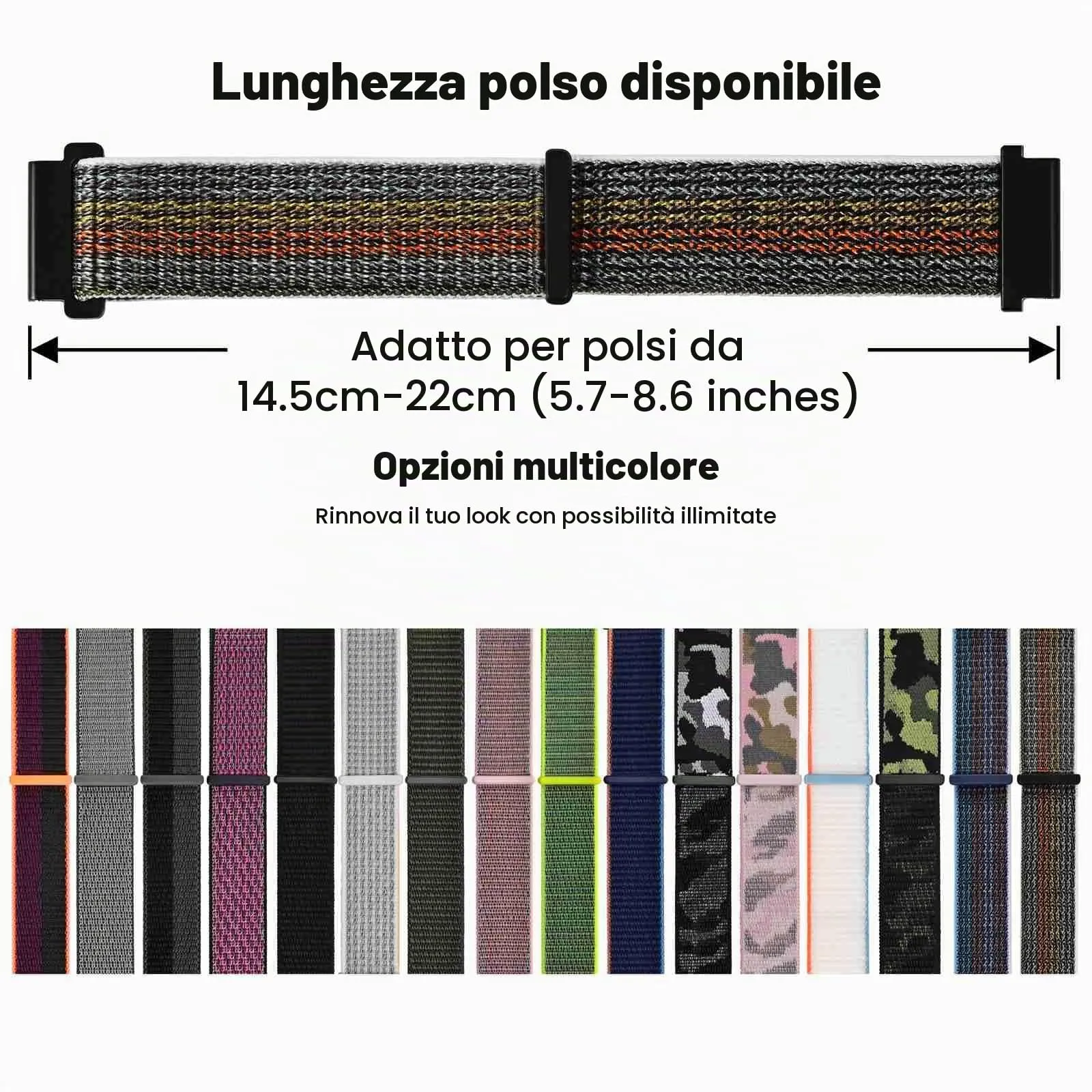 WOCCI Sportivo Cinturino in Nylon 20mm a Sgancio Rapido (Mezzanotte) - immagine 6
