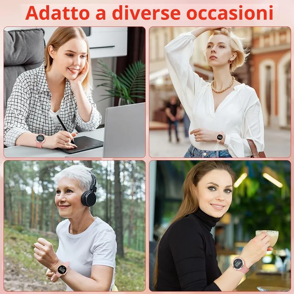 AOOSU Orologio Digitale da Donna, Cinturino in Silicone, Quadrante Luminoso, Data e Sveglia (Rosa Fiori di Ciliegio) - immagine 8