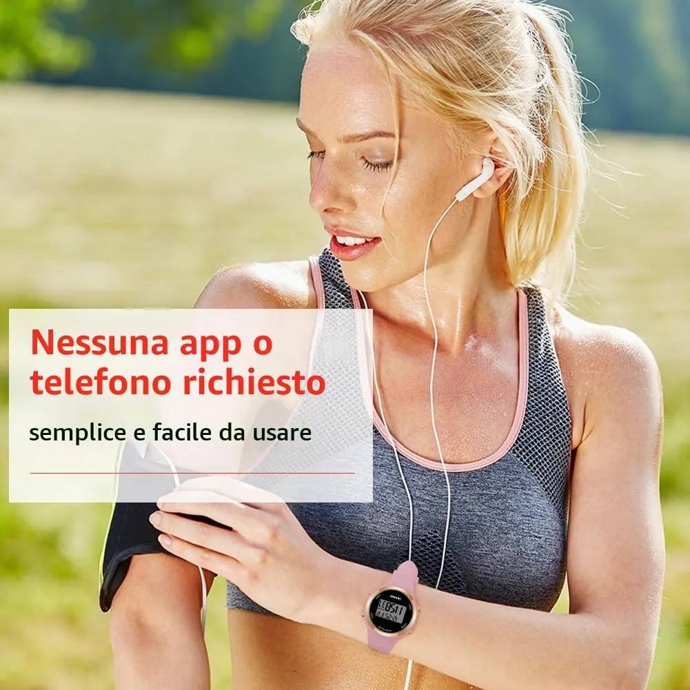 AOOSU Orologio Digitale da Donna con Sveglia, Cinturino in Silicone, Quadrante Luminoso e Data (Rosa Pasta di Fagioli) - immagine 6