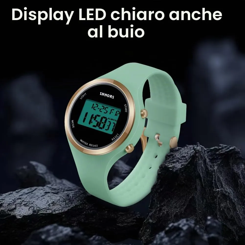 AOOSU Orologio Digitale da Donna con Sveglia e Cinturino in Silicone, Verde Matcha - immagine 5
