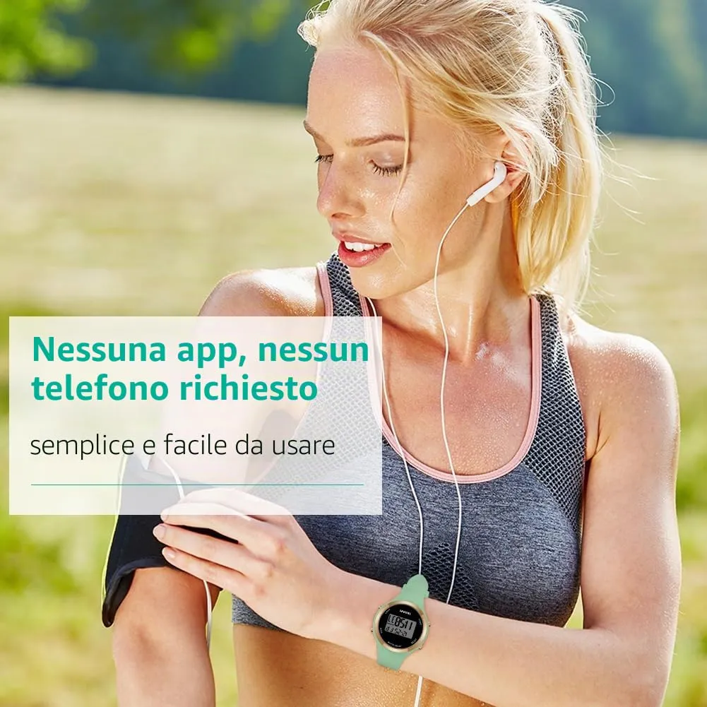 AOOSU Orologio Digitale da Donna con Sveglia e Cinturino in Silicone, Verde Matcha - immagine 6