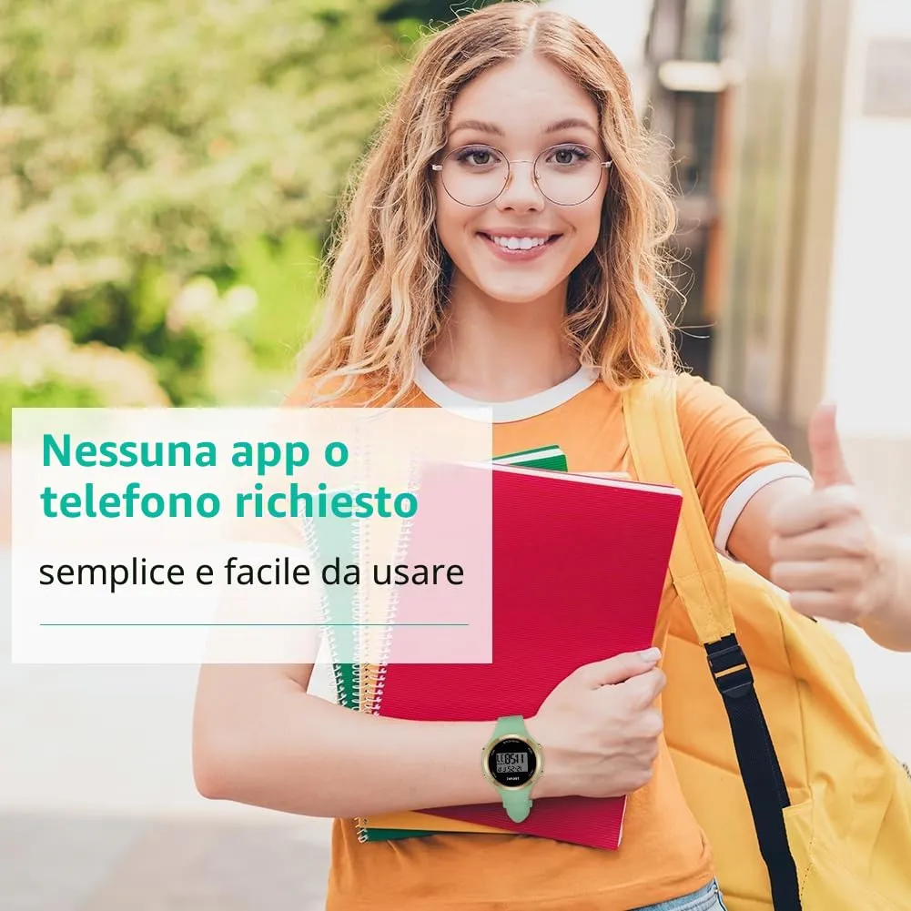 AOOSU Orologio Digitale da Donna con Sveglia e Cinturino in Silicone, Verde Matcha - immagine 7