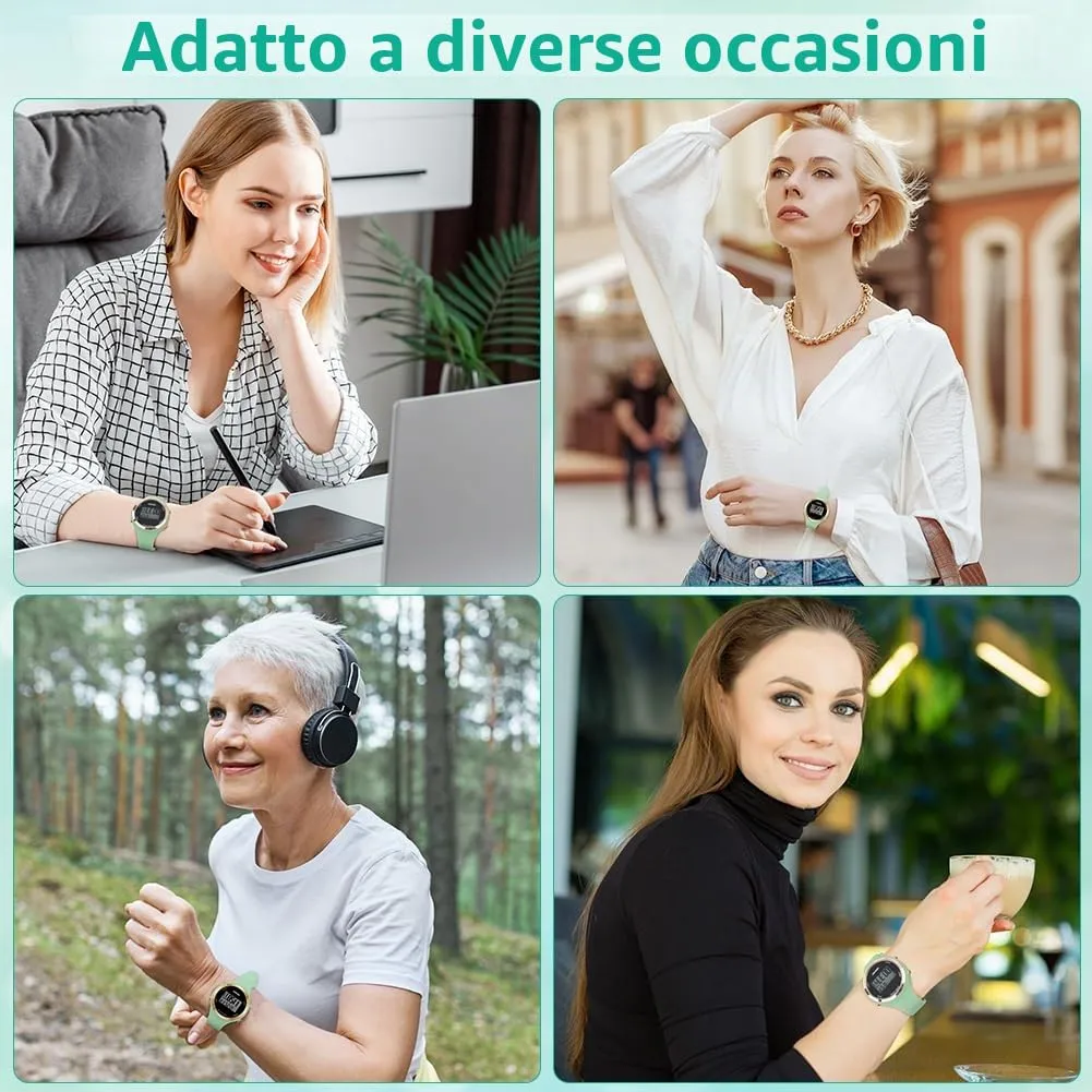 AOOSU Orologio Digitale da Donna con Sveglia e Cinturino in Silicone, Verde Matcha - immagine 8