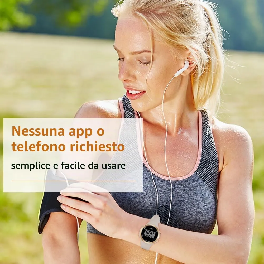 AOOSU Orologio Digitale da Donna con Sveglia, Cinturino in Silicone e Quadrante Luminoso (Rosa Albicocca) - immagine 6